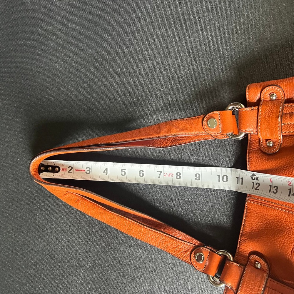 Tignanello Burnt Orange Pebbled Leather Shoulder Bag Y2k 90s Boho Dopamine Retro - Picture 14 of 15